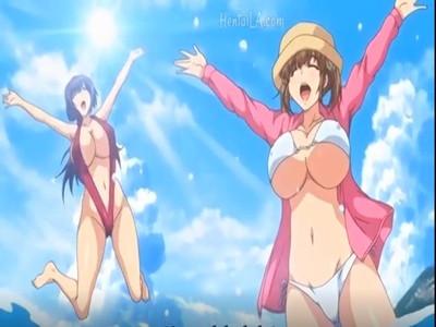 【爆乳×美少女】水着爆乳美少女と海辺で濃厚セックス→純粋妹がオナニーしながら極上フェラから強制膣内射精に昇天！