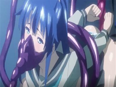女子高生は触手を持つ怪物の獲物。全身を拘束され上のお口も下のお口も徹底的に犯され種付けされる