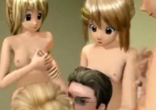 【3DCG】可愛いちっぱい美少女たちに囲まれた変態絶倫おじさんが濃厚ベロチュー&乱交中出しセックスで犯しまくる
