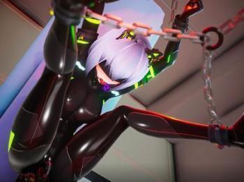キャットスーツの女エージェントをねっとり奴隷調教♥♥目隠し+ギャグボールでピストンバイブ2穴串刺しィ！！