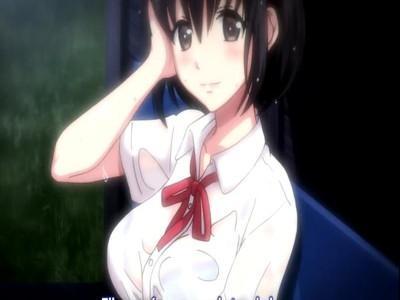 バス停で雨宿りしていた爆乳JKの制服が濡れてスケスケになって下着が丸見えに♡欲情して変態男が発情セックス！！