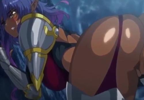 【エロアニメ】褐色肌の巨乳美女エルフが四つん這いでバックからパイパンマンコ弄られ気持ち良すぎて喘ぎまくっちゃう！！