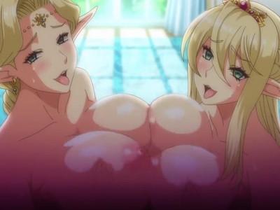 見事なパイオツですな～。たわわな巨乳エルフ母娘にたっぷり奉仕されて、子種を搾り取られる！