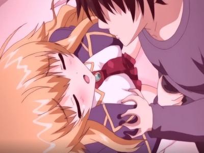金髪のおっぱい大きいJKは胸を鷲掴みにされて気持ちよくなる。手はチンポに添えてスリスリ気持ちよくしちゃう♡