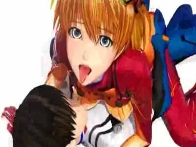 シンジ君が暴走してツンデレ巨乳美少女アスカのパイパンマンコにチンポをぶち込み騎乗位ピストンで連続絶頂♥♥