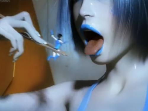 【3D】 氷の巨乳巨人の口マンコに捕食される！？箸で摘み上げられた人間たちに響き渡る叫び声…。