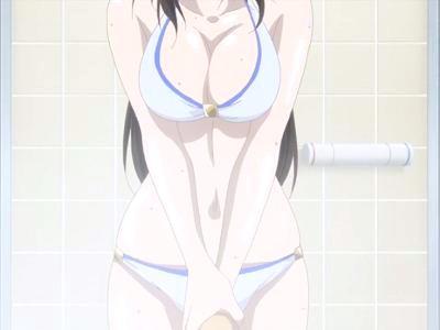 シャワー室で神乳おっぱいの大家さんとラッキースケベ♥水着を剥ぎ取り立ちバック鬼突きで種付け濃厚セックス！！