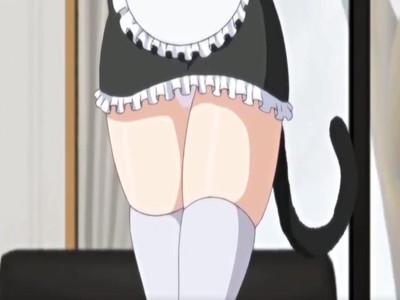 【絶対領域好きな人必見！！】巨乳海外美少女が猫コスメイドでギンギンチンポをド変態グチョグチョオ〇ンコでたっぷりご奉仕！