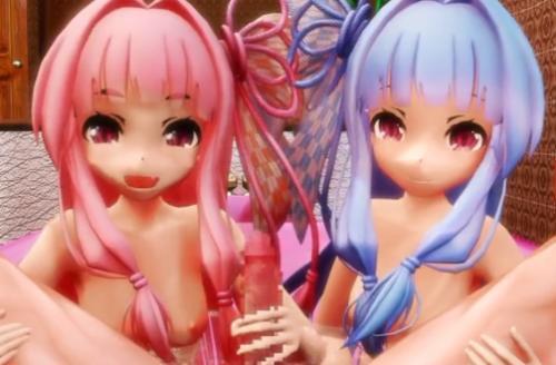 【3Dエロアニメ】可愛い美少女達からパイズリフェラされギンギンに勃起した巨根チンポぺロペロご奉仕される♡