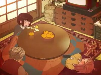 お婆ちゃんがいるのに堂々とこたつ内で足マン刺激され互いにイっちゃうレズJK♥♥