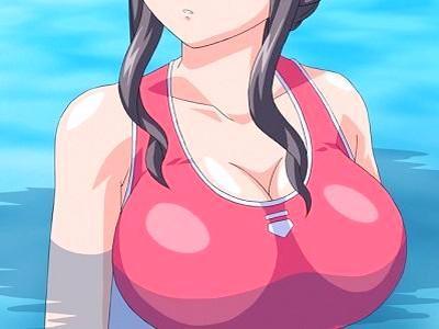 【エロアニメ】競泳水着でピタピタの爆乳おっぱいに大興奮！！欲求不満な人妻をガン巨根チンポでNTR種付け濃厚ファック❤