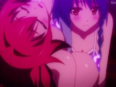 巨乳淫乱美少女たちに囲まれてハーレム状態に♥♥お互いの乳首を舐め合ったりスライムで乳首を揉まれたり…最高♥♥