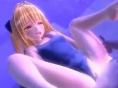 スク水姿の金色の闇ちゃんとエッチして小さなワレメマンコに勃起ちんぽでガンガン犯してたっぷり種付けしちゃう♡