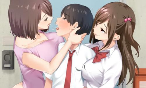 隣の淫乱母娘から誘惑されて濃厚ベロチューからの乱交3Pセックスで好き放題限界までザーメン搾り取られちゃう♡