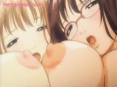 画面いっぱいの爆乳をすり合わせて感じる姉妹...♡