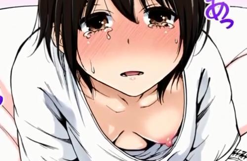 【モーションコミック】黒髪美女が発情し涙を流しながらぴったり密着して服の隙間から乳首が露出♡
