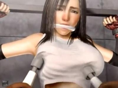FFⅦの巨乳美人ティファが敵に囚われ凌辱中出しレイプでおっぱい乳首を電マで愛撫されて感じちゃう！！