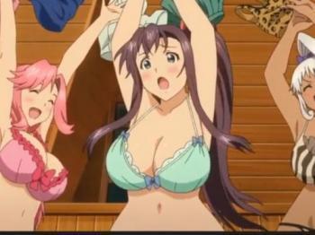 【エロアニメ】すっぽんぽんの呪文で美少女全員脱衣♥♥微乳褐色ロリっ子までもがみーんなエッチな裸の付き合い♥♥