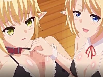 【エロアニメ】巨乳金髪ロリエルフたちが下着姿で濃厚イチャラブパイズリフェラご奉仕で3Pプレイ♡