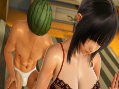 スイカマンを襲うパッツン前髪爆乳の美女♡チンコ舐め舐めから挿入までリードして気持ちよくなっちゃう///