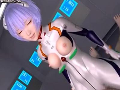 【3Dエロアニメ】高画質で高クオリティのエロ動画♡♡発情した綾波レイが男のちんぽに跨り騎乗位中出しセックス！！