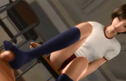 【3Dエロアニメ】ブルマ姿の巨乳美少女JKが靴下はいたまま放課後の教室でチンポ足コキご奉仕！！