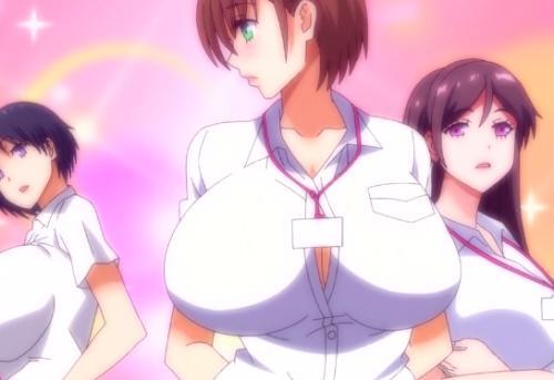 【エロアニメ】会社の女の子たちはみんな巨乳美女ばかりでスーツがはち切れそうなおっぱいに大興奮しちゃう変態男♡