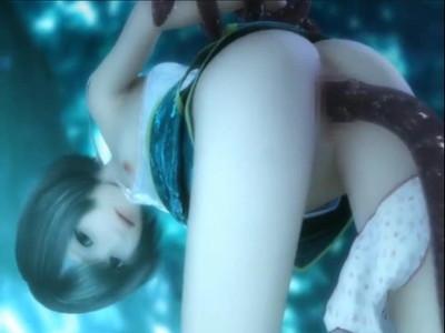 触手に拘束されて、いろんな体位で全身触手に弄ばれる少女