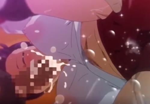 【エロアニメ】ブルマ姿の巨乳美少女をフェラさせながらパンツ上からマンコ愛撫され潮吹きイキ！！