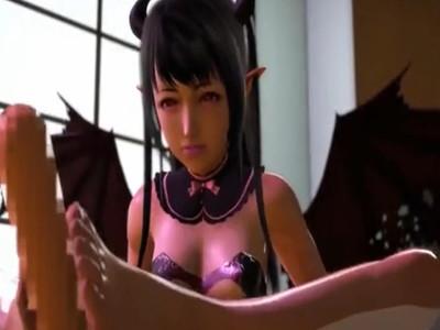 悪魔の翼をもった美少女は細いあしを使って足コキを頑張るｗｗフェラもしちゃうし挿入までされて気持ちよくなっちゃう美少女ｗ