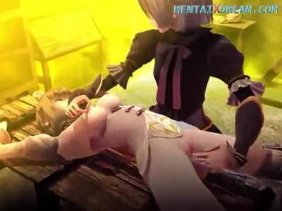 囚われた巨乳お嬢様が魔女から凌辱レズプレイされて乳首責めや手マン責めで何度も絶頂イキしちゃう♥♥