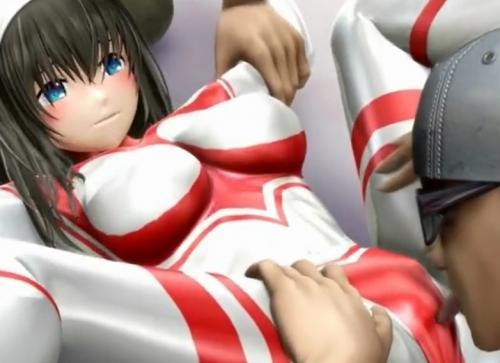 『バイブ責め！！』ウルトラマンの女の子がスーツの上からクンニや手マン！局部を破られ、電マを押し当てられて濡れ濡れ♡♡
