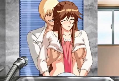 キッチンで家事をしてる美人人妻のおっぱいを揉みながらチンポを挿入し濃厚中出しセックス！！