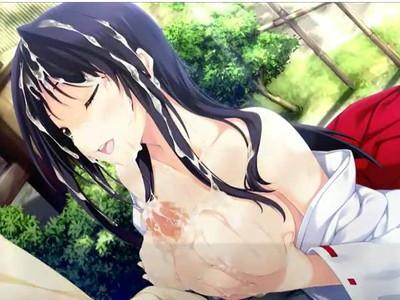 巫女姿の淫乱美女が野外でパイズリ責め♥♥濃厚ザーメンが大量にぶっかけられて顔中ベットリ白濁液まみれ♥