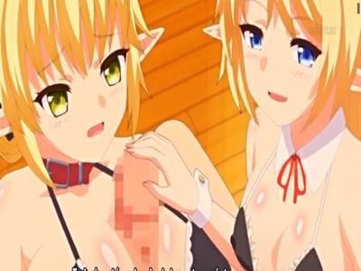 ちっぱいと爆乳エルフのおっぱいと母乳を堪能するハーレムセックス♡