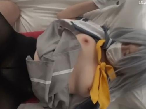 艦これコスプレの色白巨乳美少女が生舐めバックで濃厚セックス♥♥乱暴にガンガン突かれて美乳が揺れるまくる♥♥