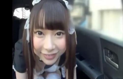 【なつめ愛莉】猫目の可愛い美少女をメイド服に着替えさせ車内で色々調教。