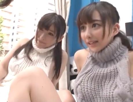 マジで可愛いアイドル美少女がMM号で夢の共演♡ノーブラニットのエロい姿で淫語責め＆密着ご奉仕！盛大射精して童貞喪失ｗｗ