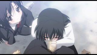 エロアニメ　彼氏のチンコをフェラで取り合う美少女JK　屋上フェラオナニー