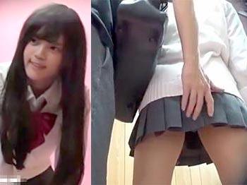 《JK逆さ撮り》個別撮影会でポーズ指導しながらアイドル志望のロリ美少女くるみちゃんにボディタッチ痴漢を隠し撮り