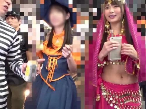 【素人軟派】パンプキン娘と占い師系魔女をナンパでGETし4人でハロウィン乱交を満喫ｗ