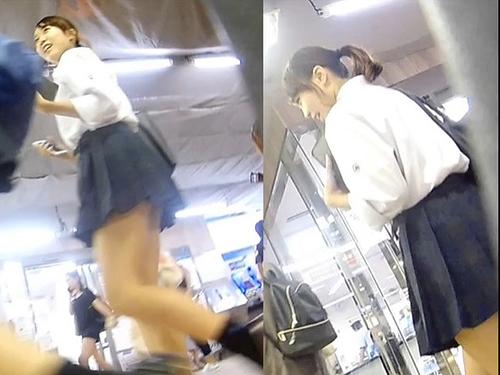 【パンチラ】カワイイ2人のJKをストーキングして逆さ撮りでパンツと美脚を盗撮～♪