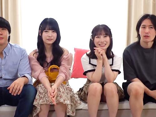Wデート中の仲良し幼馴染カップルがお互いの恋人をスワッピングして手マンでイキ我慢対決！タガ外れ中出し発展