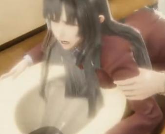 「ザーメンまみれで私何やってるんだろう‥私、あそこのお掃除します‥」制服のままトイレでバックで挿入される淫乱女子高生‼