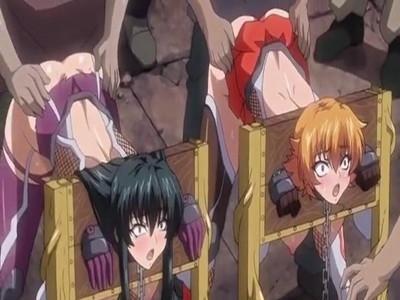 《アヘ顔》対魔忍の美女たちがギロチン拘束されて大勢の狂暴肉棒に無理やりガン突きレイプ！濃厚ザーメン中出しセックス！！