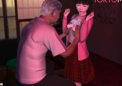 【調教】変態爺からおっぱいを揉まれてそのまま全身愛撫されてビクビク感じちゃうロリ美少女！！