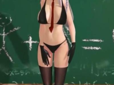 《3Dエロアニメ》発育良すぎのエロ美少女と教室で淫乱エッチ♥M字開脚オナニーや生ハメセックスで種付け交尾！！