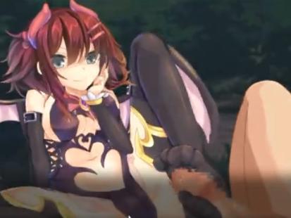 【美少女】淫乱ビッチなロリサキュバスちゃんが勃起チンポを足コキしてザーメン発射しちゃう！！