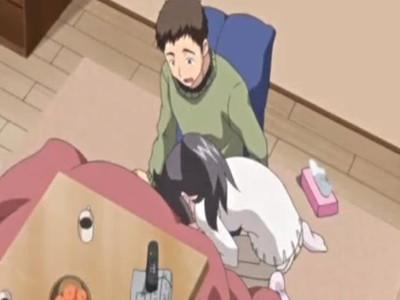 《エロアニメ》妻が発情期♥うたた寝してる夫のちんぽを取り出してお口でしゃぶってフェラ抜きしちゃう(*´▽｀*)