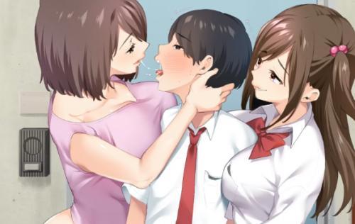 【女子校生】エッチ大好きな淫乱人妻&制服JKがおっぱいを体に擦り付け誘惑し順番に中出しセックスしちゃう♡